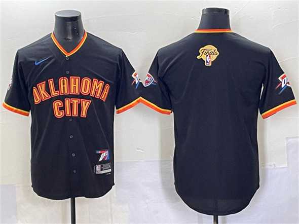 Mens Oklahoma City Thunder Blank Black 2025 Finals Vapor Stitched Baseball Jersey->->NBA Jersey