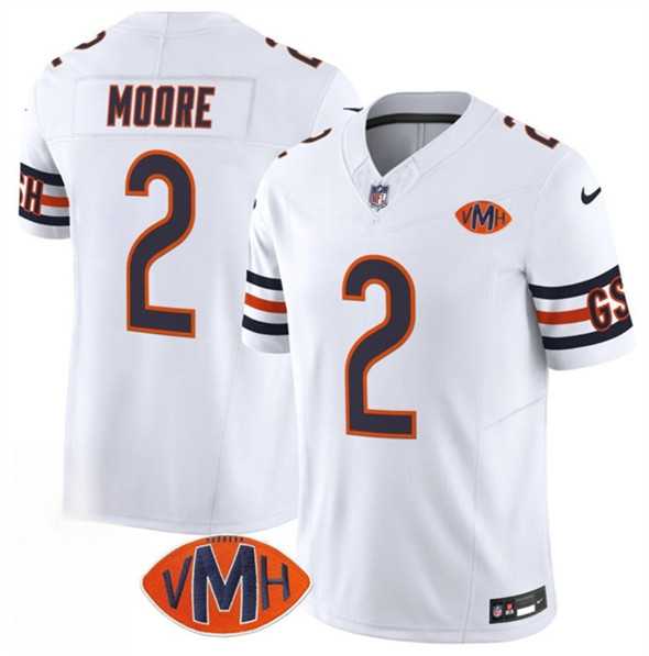 Men & Women & Youth Chicago Bears #2 D.J. Moore White 2025 F.U.S.E. With VMH Patch Vapor Untouchable Limited Stitched Jersey->chicago bears->NFL Jersey