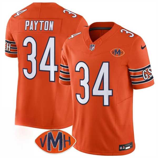 Men & Women & Youth Chicago Bears #34 Walter Payton Orange 2025 F.U.S.E. With VMH Patch Vapor Untouchable Limited Stitched Jersey->chicago bears->NFL Jersey