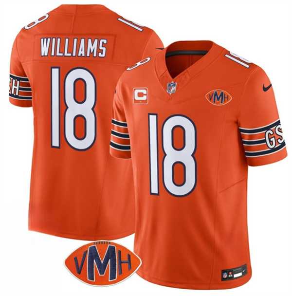 Men & Women & Youth Chicago Bears #18 Caleb Williams Orange 2025 F.U.S.E. With 1-Star C Patch And VMH Patch Vapor Untouchable Limited Stitched Jersey->chicago bears->NFL Jersey