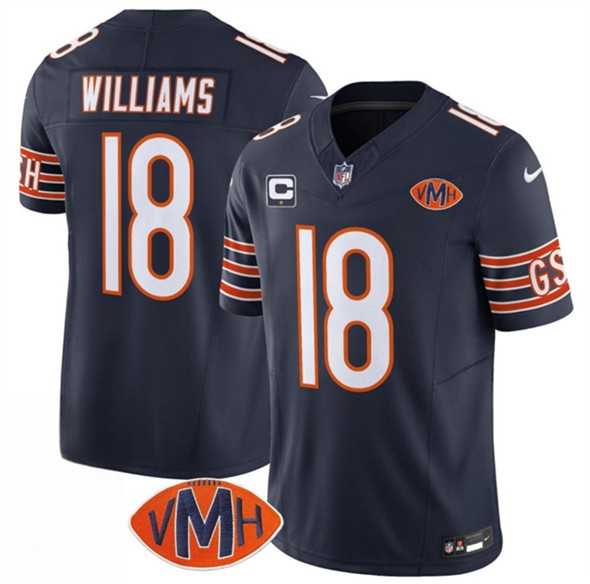 Men & Women & Youth Chicago Bears #18 Caleb Williams Navy 2025 F.U.S.E. With 1-Star C Patch And VMH Patch Vapor Untouchable Limited Stitched Jersey->chicago bears->NFL Jersey