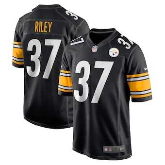 Men & Women & Youth Pittsburgh Steelers #37 Elijah Riley Nike Black Game Player Jersey->seattle seahawks->NFL Jersey