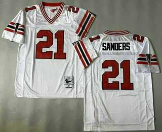 Mens Atlanta Falcons #21 Deion Sanders White 1989 Throwback Jersey->atlanta falcons->NFL Jersey