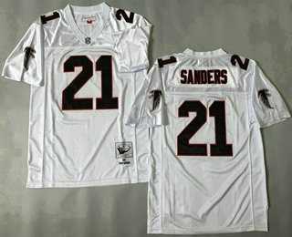 Mens Atlanta Falcons #21 Deion Sanders White 1992 Throwback Jersey->atlanta falcons->NFL Jersey