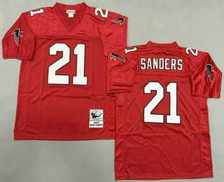Mens Atlanta Falcons #21 Deion Sanders Red 1992 Throwback Jersey->atlanta falcons->NFL Jersey