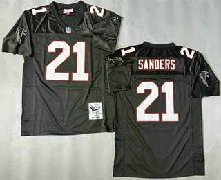 Mens Atlanta Falcons #21 Deion Sanders Black 1992 Throwback Jersey->atlanta falcons->NFL Jersey