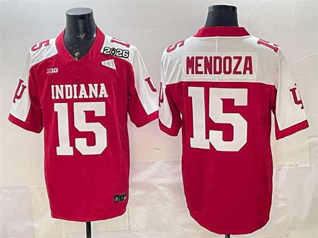 Men%27s Indiana Hoosiers #15 Fernando Mendoza Red Alternate F.U.S.E. 2026 Patch Stitched Jersey->indiana hoosiers->NCAA Jersey