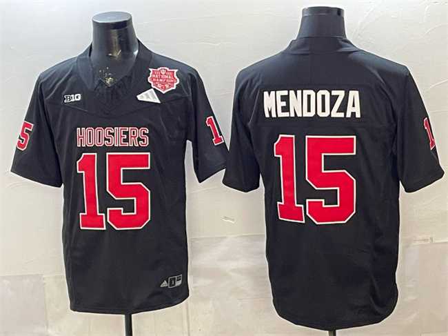 Mens Indiana Hoosiers #15 Fernando Mendoza Black F.U.S.E. 2025 National Champions Patch Stitched Jersey->indiana hoosiers->NCAA Jersey