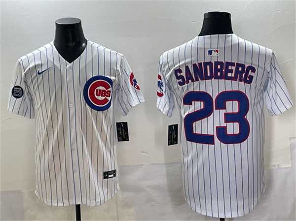 Men%27s Chicago Cubs #23 Ryne Sandberg White Pinstripe %27Ryne Sandberg Tribute%27 Vapor Limited V2 Stitched Jersey->houston astros->MLB Jersey
