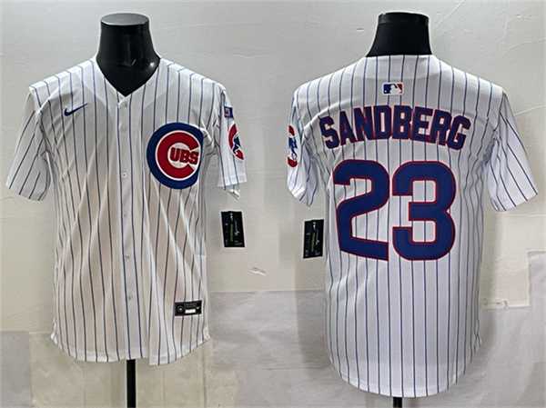 Men%27s Chicago Cubs #23 Ryne Sandberg White Pinstripe %27Ryne Sandberg Tribute%27 Vapor Limited V3 Stitched Jersey->houston astros->MLB Jersey