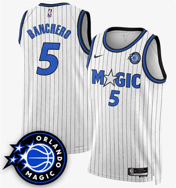 Men%27s Orlando Magic #5 Paolo Banchero White 2025 New Generation of Magic Stitched Jersey Dzhi->philadelphia 76ers->NBA Jersey