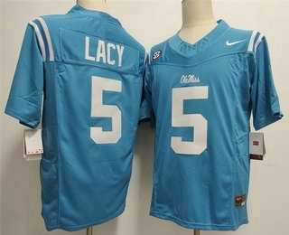 Men%27s Ole Miss Rebels #5 Kewan Lacy Limited Light Blue FUSE College Jersey->ole miss rebels->NCAA Jersey