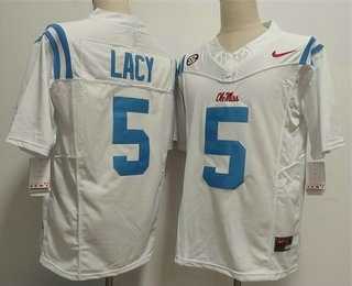 Men%27s Ole Miss Rebels #5 Kewan Lacy Limited White FUSE College Jersey->cfl jerseys->NFL Jersey