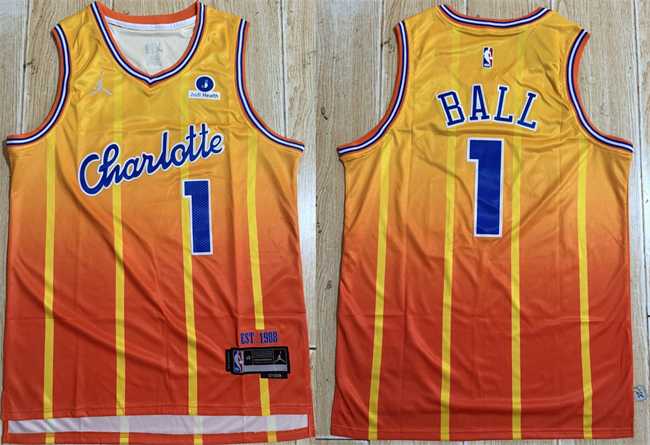 Men%27s Charlotte Hornets #1 LaMelo Ball Orange 2025-26 City Edition Stitched Jersey->cleveland cavaliers->NBA Jersey