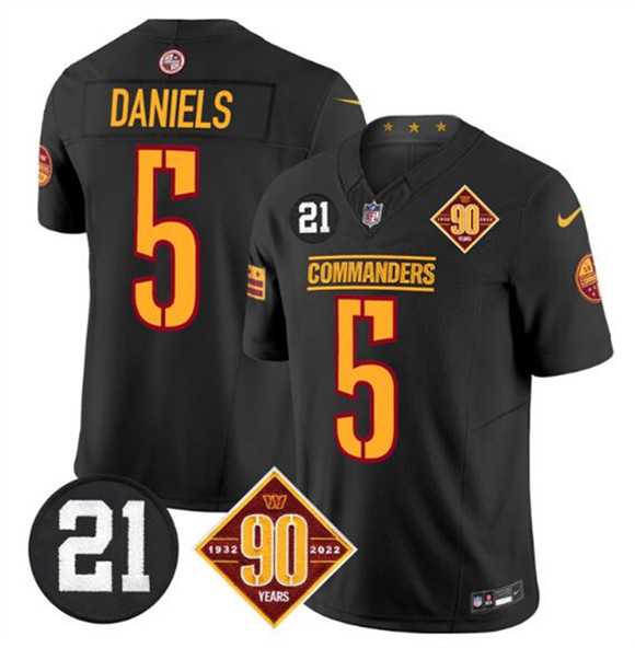Men & Women & Youth Washington Commanders #5 Jayden Daniels Black F.U.S.E. 90th & Sean Taylor Patch Vapor Limited Stitched Jersey->tennessee titans->NFL Jersey
