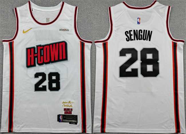 Men%27s Houston Rockets #28 Alperen Sengun White 2024-25 City Edition Stitched Jersey->indiana pacers->NBA Jersey