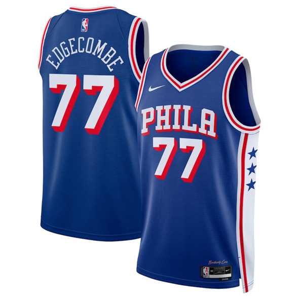 Mens Philadelphia 76ers #77 V. J. Edgecombe Royal 2025 Draft Icon Edition Stitched Jersey Dzhi->philadelphia 76ers->NBA Jersey