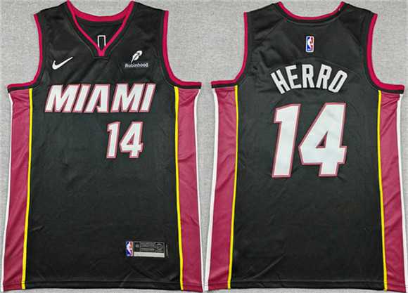 Mens Miami Heat #14 Tyler Herro Black Icon Edition Stitched Jersey->miami heat->NBA Jersey