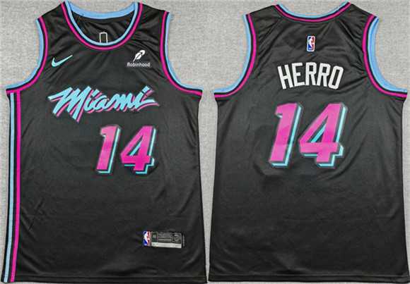 Mens Miami Heat #14 Tyler Herro Black 2025-26 City Edition Stitched Jersey->miami heat->NBA Jersey