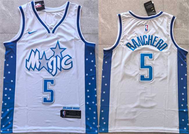 Mens Orlando Magic #5 Paolo Banchero Silver 2025-26 City Edition Stitched Jersey->orlando magic->NBA Jersey