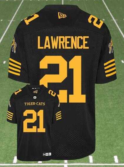 CFL Hamilton Tiger-Cats #21 LAWRENCE Black Crested Home Replica Jersey->cfl jerseys->NFL Jersey