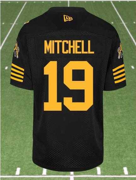 CFL Hamilton Tiger-Cats #19 MITCHELL Black Crested Home Replica Jersey->cfl jerseys->NFL Jersey