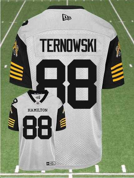 CFL Hamilton Tiger-Cats #88 TERNOWSKI Crested Away White Jersey->cfl jerseys->NFL Jersey
