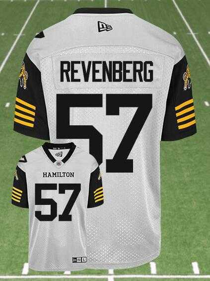 CFL Hamilton Tiger-Cats #57 REVENBERG Crested Away White Jersey->cfl jerseys->NFL Jersey