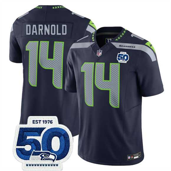 Men & Women & Youth Seattle Seahawks #14 Sam Darnold Navy 2025 F.U.S.E. 50th Anniversary Patch Vapor Limited Stitched Jersey->seattle seahawks->NFL Jersey