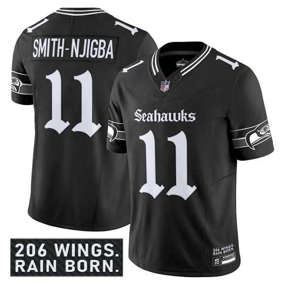 Men & Women & Youth Seattle Seahawks #11 Jaxon Smith-Njigba Black 2025 F.U.S.E. %27Gothic Rain City Shadows Edition%27 Vapor Limited Stitched Jersey->seattle seahawks->NFL Jersey