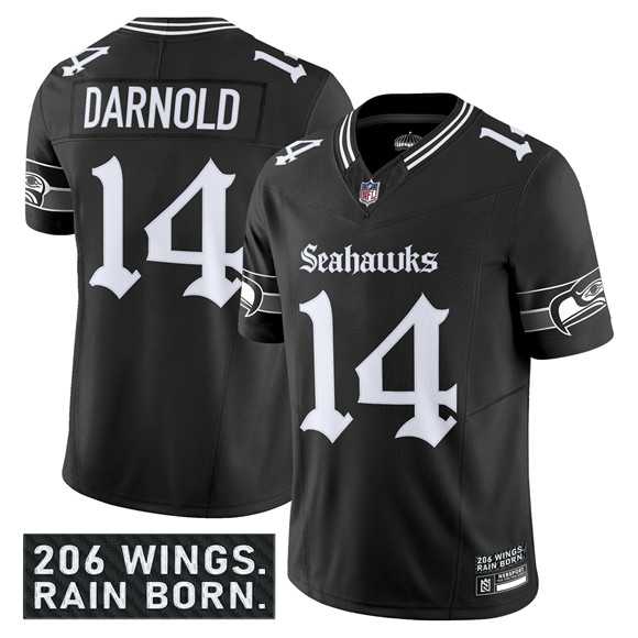 Men & Women & Youth Seattle Seahawks #14 Sam Darnold Black 2025 F.U.S.E. %27Gothic Rain City Shadows Edition%27 Vapor Limited Stitched Jersey->seattle seahawks->NFL Jersey
