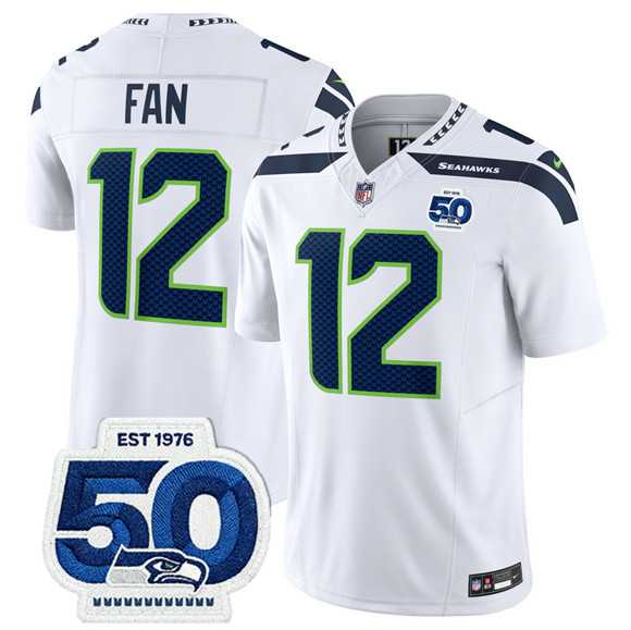 Men & Women & Youth Seattle Seahawks #12 Fan White 2025 F.U.S.E. 50th Anniversary Patch Vapor Limited Stitched Jersey->seattle seahawks->NFL Jersey