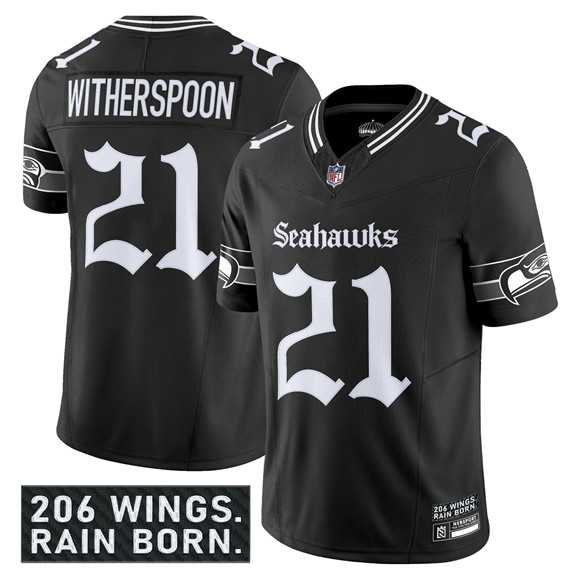 Men & Women & Youth Seattle Seahawks #21 Devon Witherspoon Black 2025 F.U.S.E. %27Gothic Rain City Shadows Edition%27 Vapor Limited Stitched Jersey->seattle seahawks->NFL Jersey