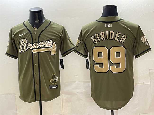 Men%27s Atlanta Braves #99 Spencer Strider Olive 2026 Armed Forces Day Stitched Jersey Dzhi->atlanta braves->MLB Jersey