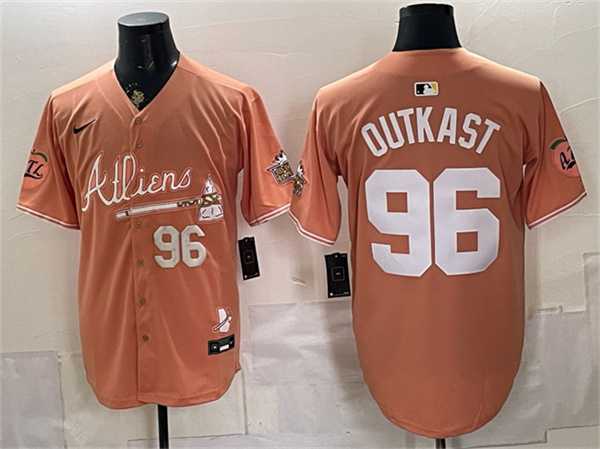 Men%27s Atlanta Braves #96 OutKast Peach 2024 Atliens & Peach With Outkast Patch Vapor Limited Stitched Jersey Dzhi->atlanta braves->MLB Jersey