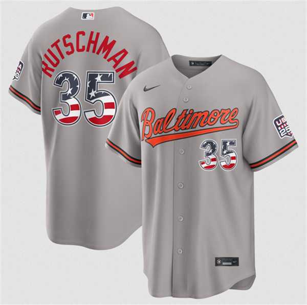 Men%27s Baltimore Orioles #35 Adley Rutschman Gray USA 250 Fourth of July Home Stitched Jersey Dzhi->atlanta braves->MLB Jersey
