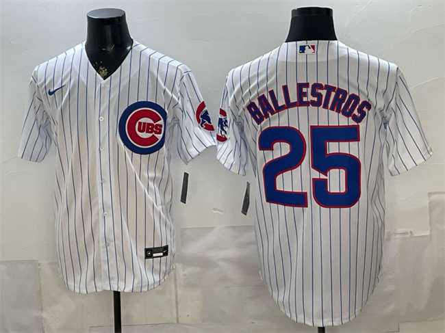 Men%27s Chicago Cubs #25 Moises Ballesteros White Cool Base Stitched Jersey->chicago cubs->MLB Jersey