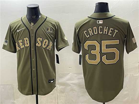 Men%27s Boston Red Sox #35 Garrett Crochet Olive Armed Forces Day Cool Base Stitched Jersey Dzhi->chicago cubs->MLB Jersey