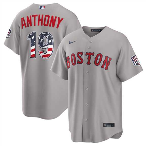 Men%27s Boston Red Sox #19 Roman Anthony Gray 2026 USA 250 Fourth of July Home Stitched Jersey Dzhi->boston red sox->MLB Jersey