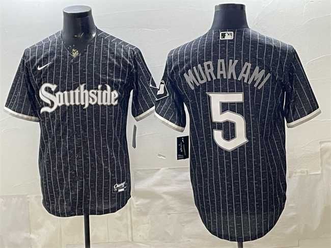 Mens Chicago White Sox #5 Munetaka Murakami Black 2021 City Connect Cool Base Stitched Jersey->chicago white sox->MLB Jersey