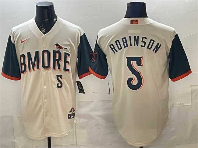 Mens Baltimore Orioles #5 Brooks Robinson Natural 2026 City Connect Stadium Stitched Jersey->baltimore orioles->MLB Jersey