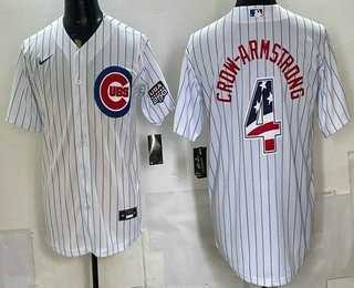 Men%27s Chicago Cubs #4 Pete Crow Armstrong White 2026 USA 250 Fourth of July Stitched Jersey Dzhi->chicago cubs->MLB Jersey