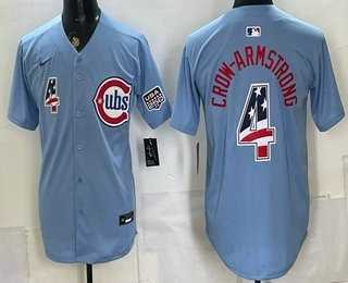 Men%27s Chicago Cubs #4 Pete Crow Armstrong Blue 2026 USA 250 Fourth of July Stitched Jersey Dzhi->chicago cubs->MLB Jersey