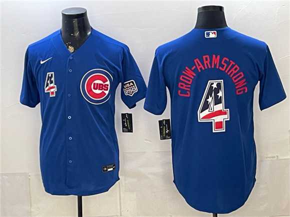Men%27s Chicago Cubs #4 Pete Crow-Armstrong Royal 2026 USA 250 Fourth of July Stitched Jersey Dzhi->chicago cubs->MLB Jersey