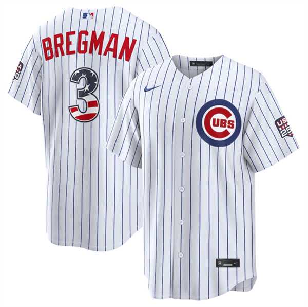 Men%27s Chicago Cubs #3 Alex Bregman White 2026 USA 250 Fourth of July Home Stadium Stitched Jersey Dzhi->chicago cubs->MLB Jersey