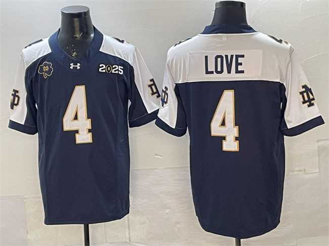 Men%27s Notre Dame Fighting Irish #4 Jeremiyah Love Navy Alternate F.U.S.E. 2025 CFP Final Patch Limited Stitched Jersey Dzhi->oregon ducks->NCAA Jersey