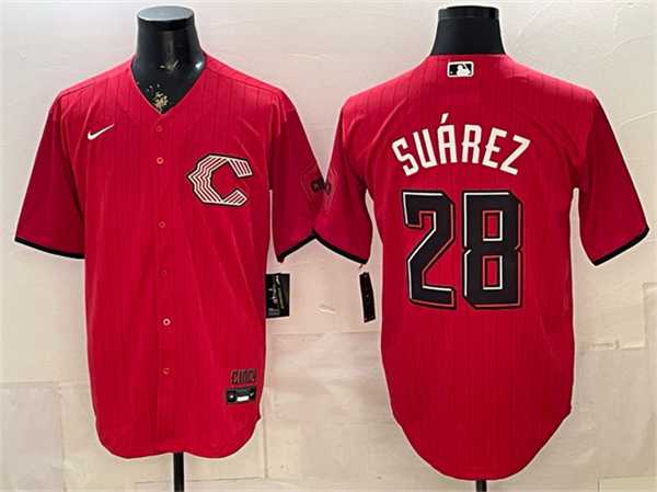 Mens Cincinnati Reds #28 Eugenio Suarez Red 2026 City Connect Stadium Stitched Jersey->cincinnati reds->MLB Jersey