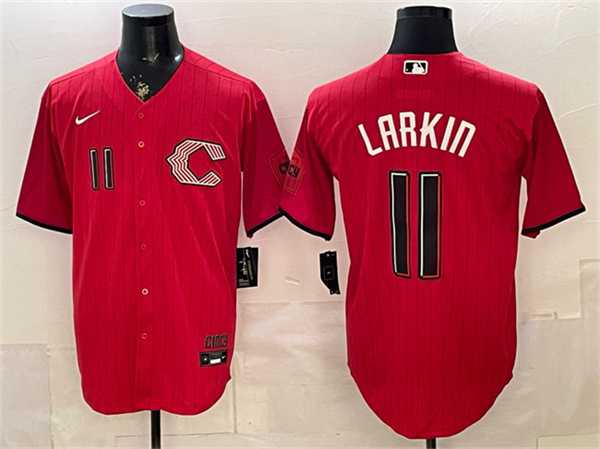 Mens Cincinnati Reds #11 Barry Larkin Red 2026 City Connect Stadium Stitched Jersey->cincinnati reds->MLB Jersey