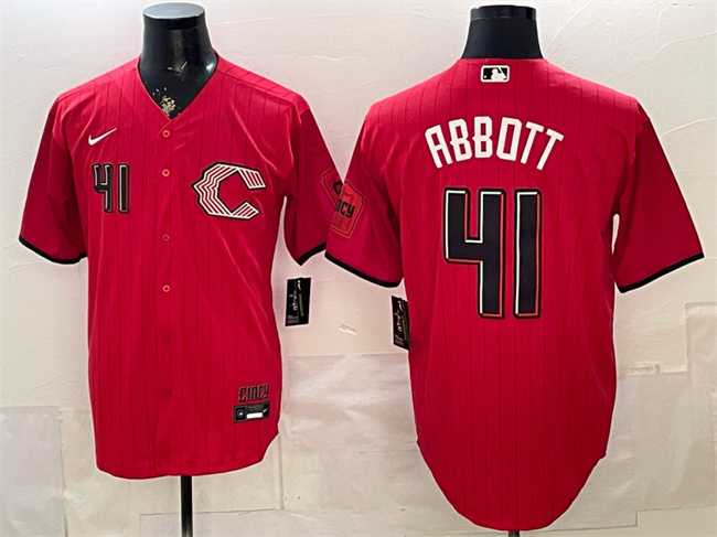 Mens Cincinnati Reds #41 Andrew Abbott Red 2026 City Connect Stadium Stitched Jersey->cincinnati reds->MLB Jersey