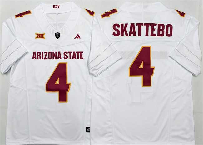Men%27s Arizona State Sun Devils #4 Cam Skattebo White 2025 F.U.S.E. Vapor Limited Stitched Jersey->alabama crimson tide->NCAA Jersey